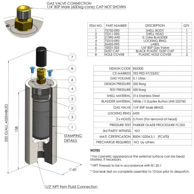 Pulsation Dampers – APD, BPD, CPD, DPD Series - (Europe) APD001-0-0005 Pulsation Dampers – APD, BPD, CPD, DPD Series - (Europe) APD001-0-0005