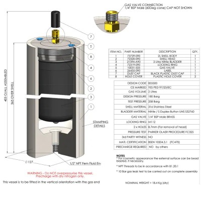 Pulsation Dampers – APD, BPD, CPD, DPD Series - (Europe) APD200-0-0005 Pulsation Dampers – APD, BPD, CPD, DPD Series - (Europe) APD200-0-0005