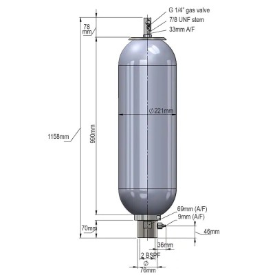High Pressure Bladder Accumulator (UK) - (Europe) 2800A-00-341 High Pressure Bladder Accumulator (UK) - (Europe) 2800A-00-341