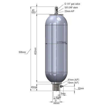 High Pressure Bladder Accumulator (UK) - (Europe) 0300A-00-341 High Pressure Bladder Accumulator (UK) - (Europe) 0300A-00-341