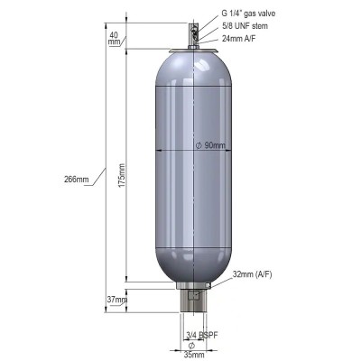 High Pressure Bladder Accumulator (UK) - (Europe) 0F00A-00-341 High Pressure Bladder Accumulator (UK) - (Europe) 0F00A-00-341