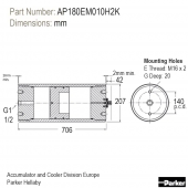 Piston accumulator for high performance applications - AP Series - (Europe) AP180EM010H2K