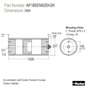 Piston accumulator for high performance applications - AP Series - (Europe) AP180EM020H2K